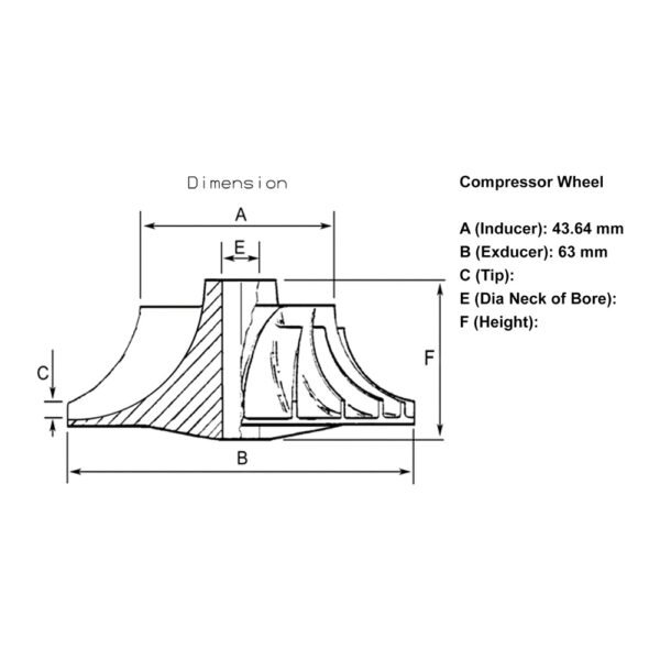 TB03 Turbo Compressor Wheel RP-0051 - Image 4
